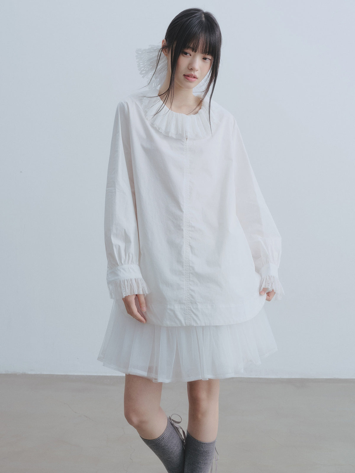 DDGIRL_studio_Breathable_Cotton_Lace_Doll_Collar_Petal_Sleeve_Long_Loose_Commuter_White_Shirts_MISSTT