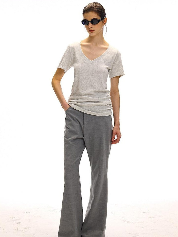Country Moment Breathable Loose Street Sport Zip Fly Women Solid Gray Straight Pants