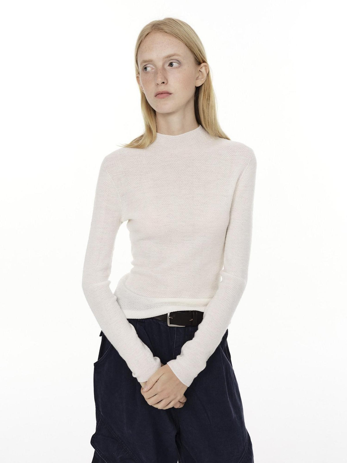 Country Moment Washable Pure Wool Slim Fit Half Turtleneck Pullover Women Casual Work Sweaters