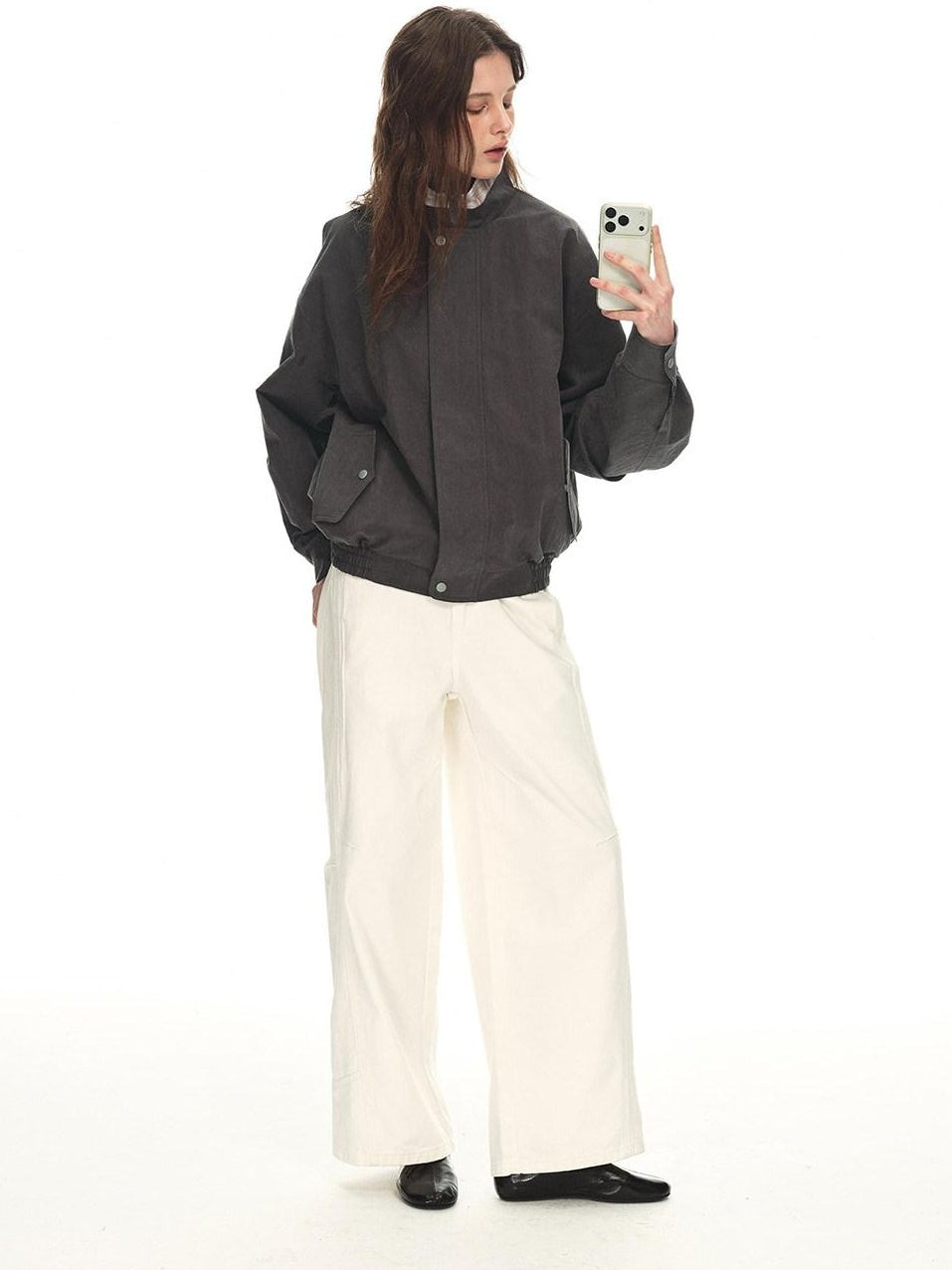 Country Moment Contrast Patchwork Relaxed Check Zip Long Sleeve Womens Cropped Jackets