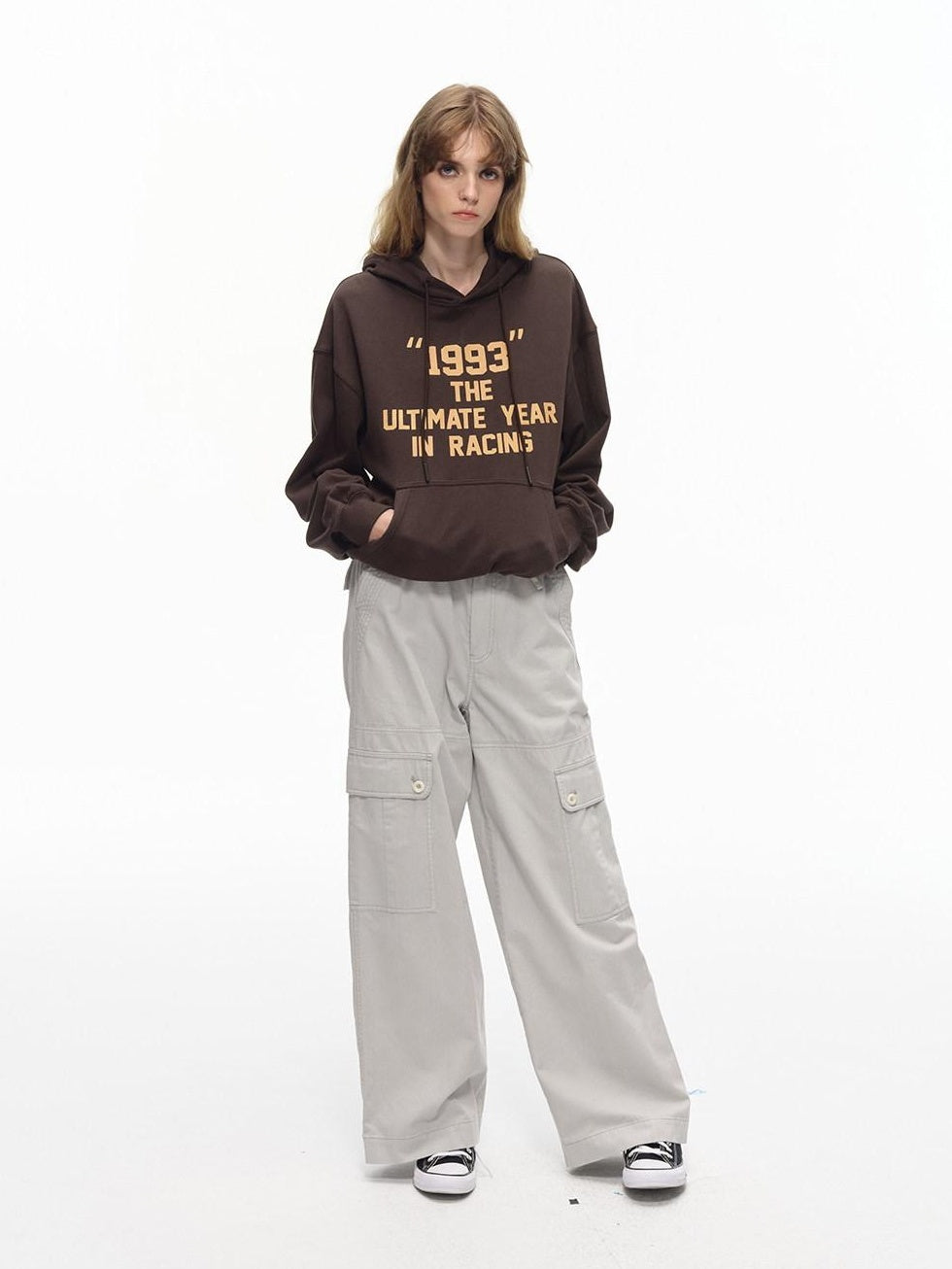 Country Moment Pure Cotton Loose Fit Hooded Letter Print Drop Shoulder Unisex Casual Hoodie