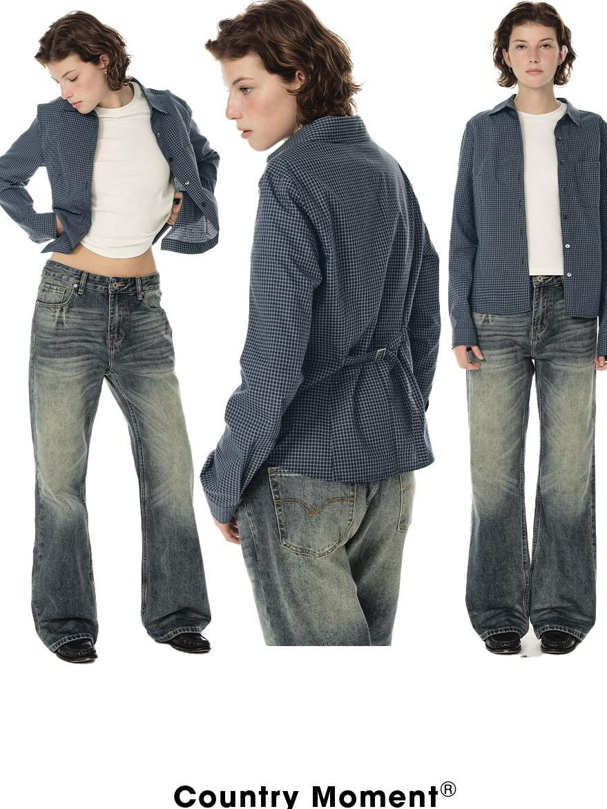 Country Moment Slimming 100 Percent Cotton Casual Plaid Button Down Long Sleeve Unisex Shirts