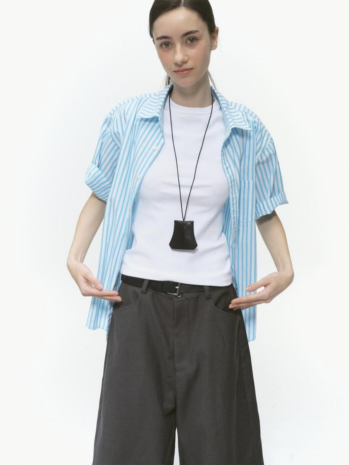 Country Moment Breathable 100% Cotton Street Loose Patchwork Striped Unisex Short Sleeve Shirts