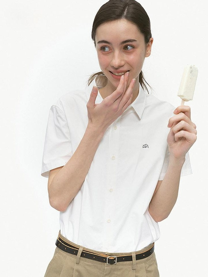 Country Moment 100% Cotton Casual Loose Camp Collar Short Sleeve Unisex Solid Color Shirts
