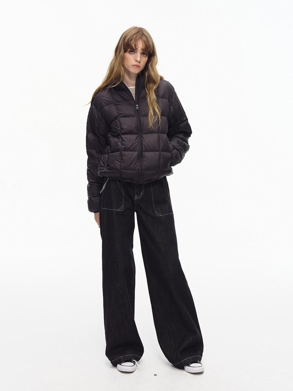 Country Moment Soft Breathable Cotton Loose American Natural Waist Black Straight Leg Jeans