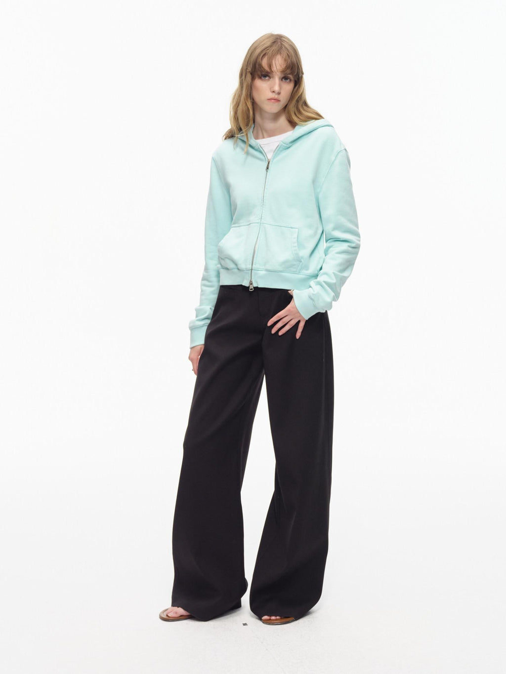 Country Moment Wrinkle Resistant Mid Rise Loose Straight Leg Casual Youth Black Wide Leg Pants