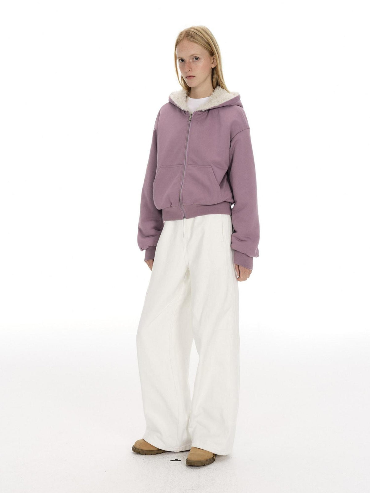 Country Moment Comfortable Cotton Mid Rise Straight Leg Unisex Casual Khaki White Cargo Pants