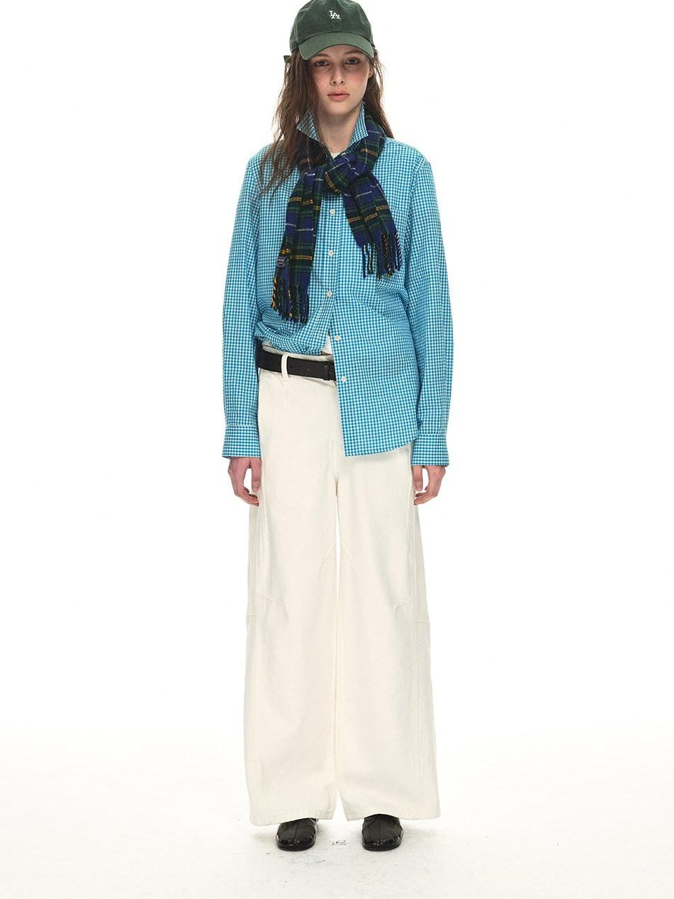 Country Moment Breathable Cotton Relaxed Natural Waist Casual Daily White Wide Leg Pants