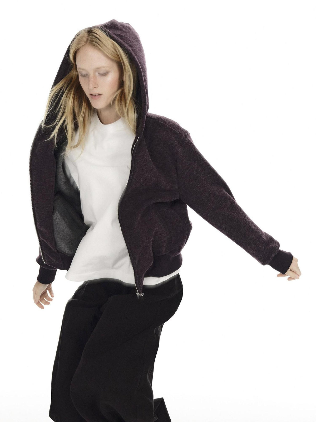 Country Moment Soft Polyester Blend Zip Up Casual Standard Fit Unisex Deep Purple Hoodie