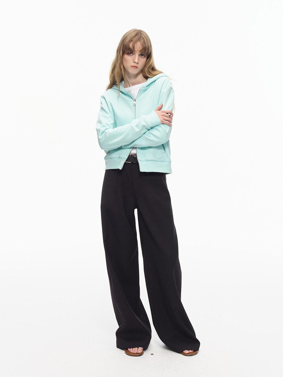 Country Moment Wrinkle Resistant Mid Rise Loose Straight Leg Casual Youth Black Wide Leg Pants