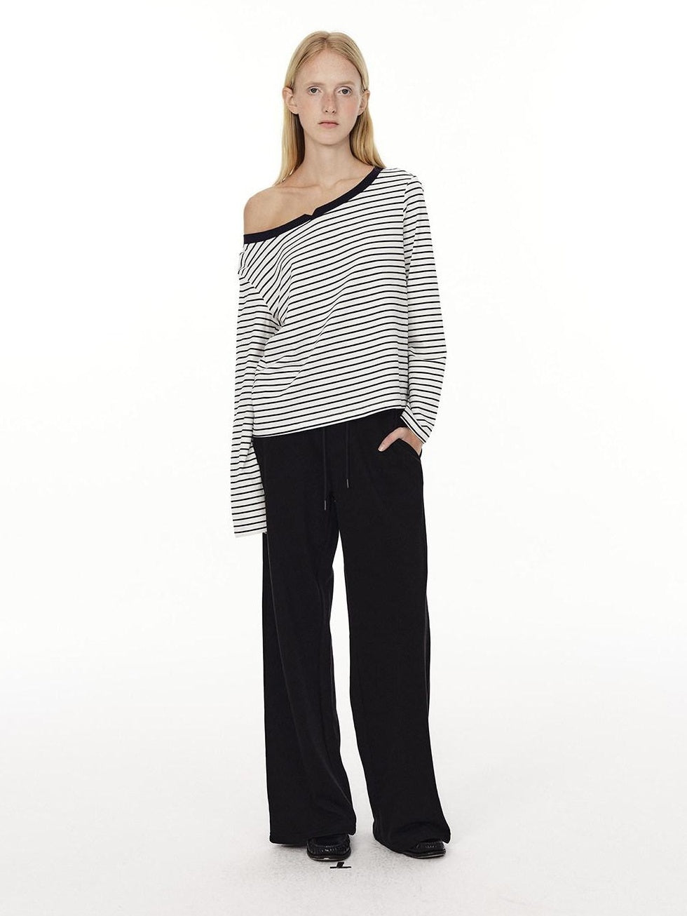 Country Moment High Waist Breathable Cotton Loose Straight Leg Casual Black Grey Straight Pants