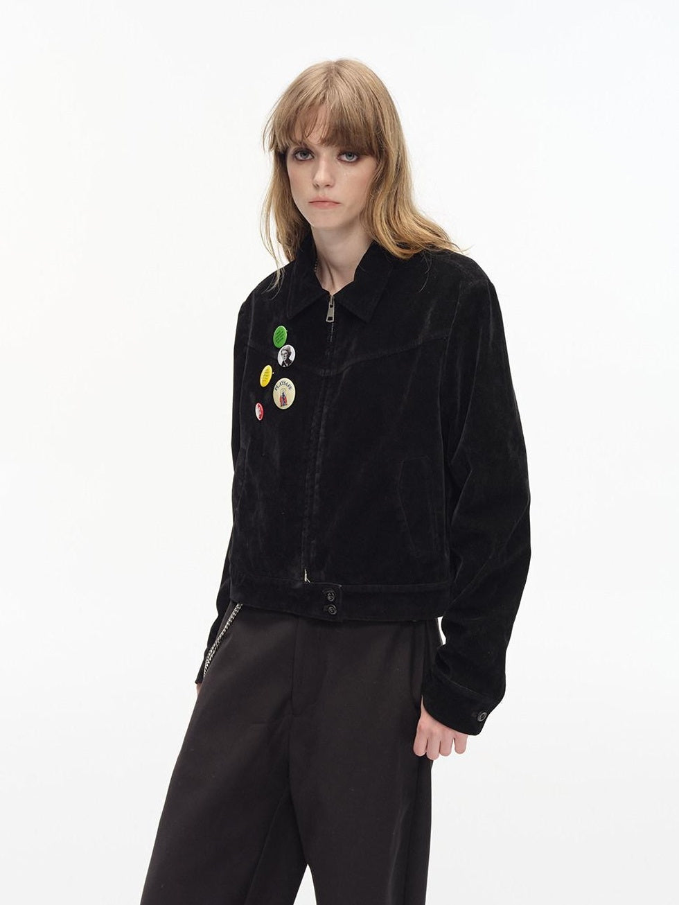 Country Moment Warm Casual Lapel Zipper Long Sleeve Pockets Women Cropped Jackets