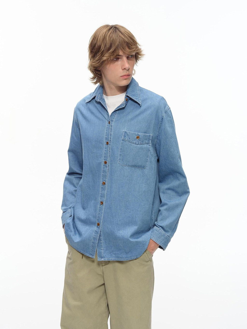 Country Moment Washed Cotton Oversized Vintage Shirt Collar Unisex Breathable Denim Jackets