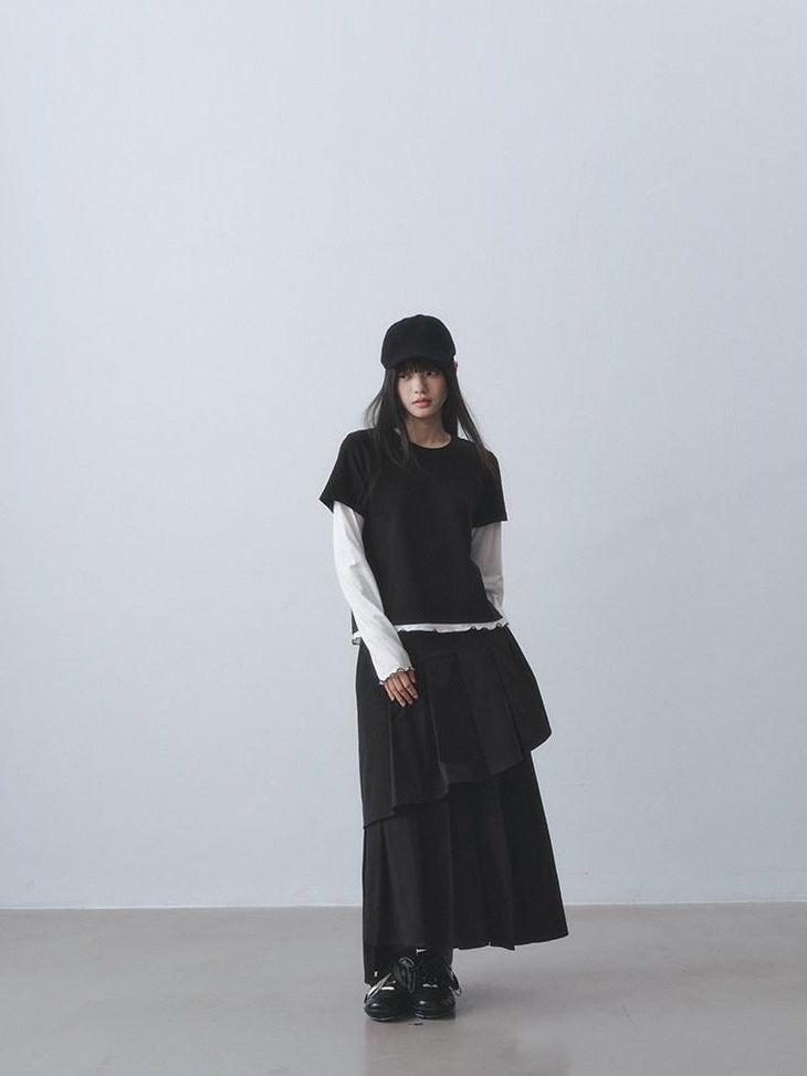 DDGIRL studio Retains Shape Double Lined Pleated High Waist Women Cotton Blend Maxi Skirts