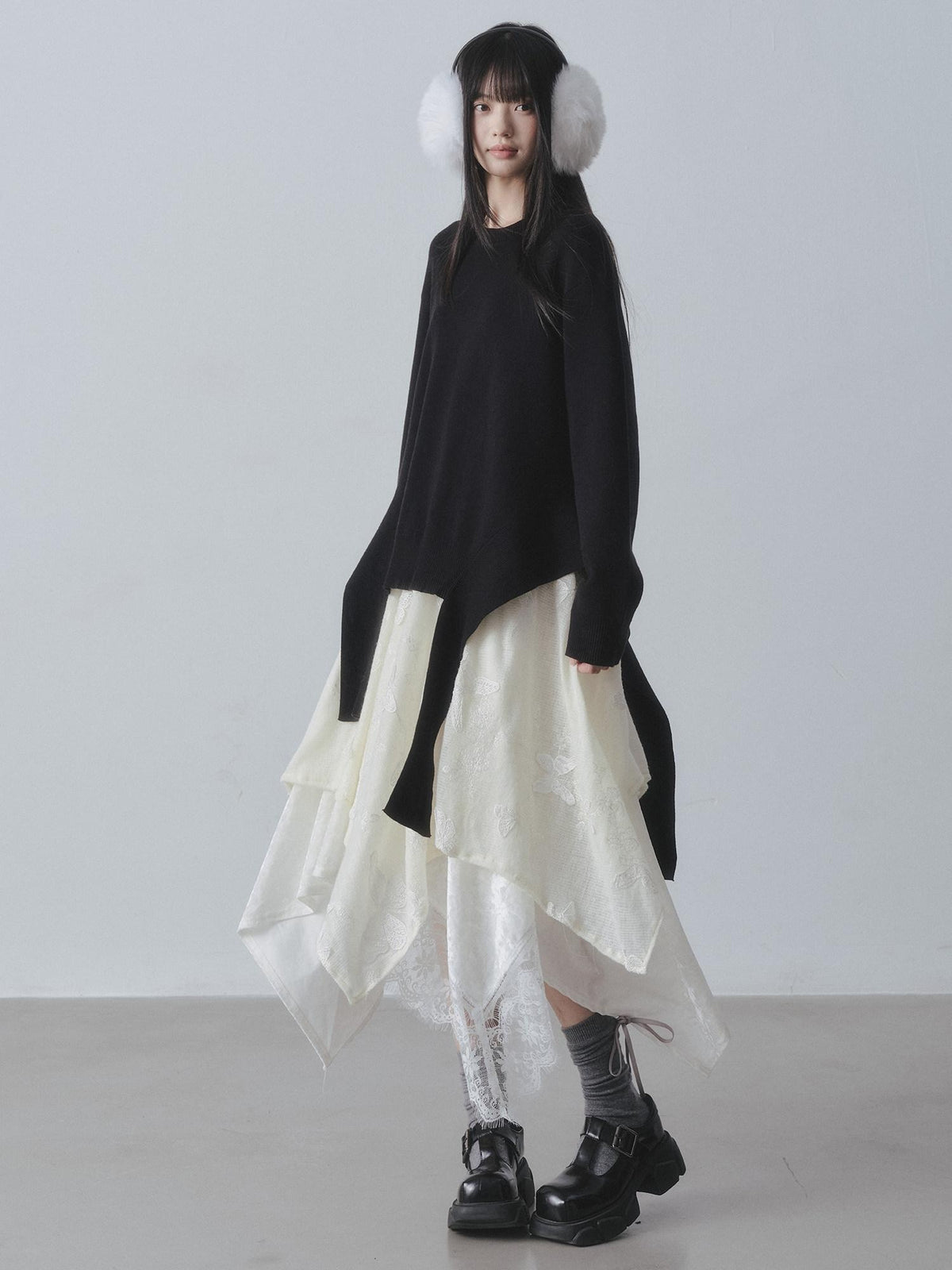 DDGIRL studio Skin Friendly Breathable Lined High Waist Asymmetrical A Line Women Midi Skirts