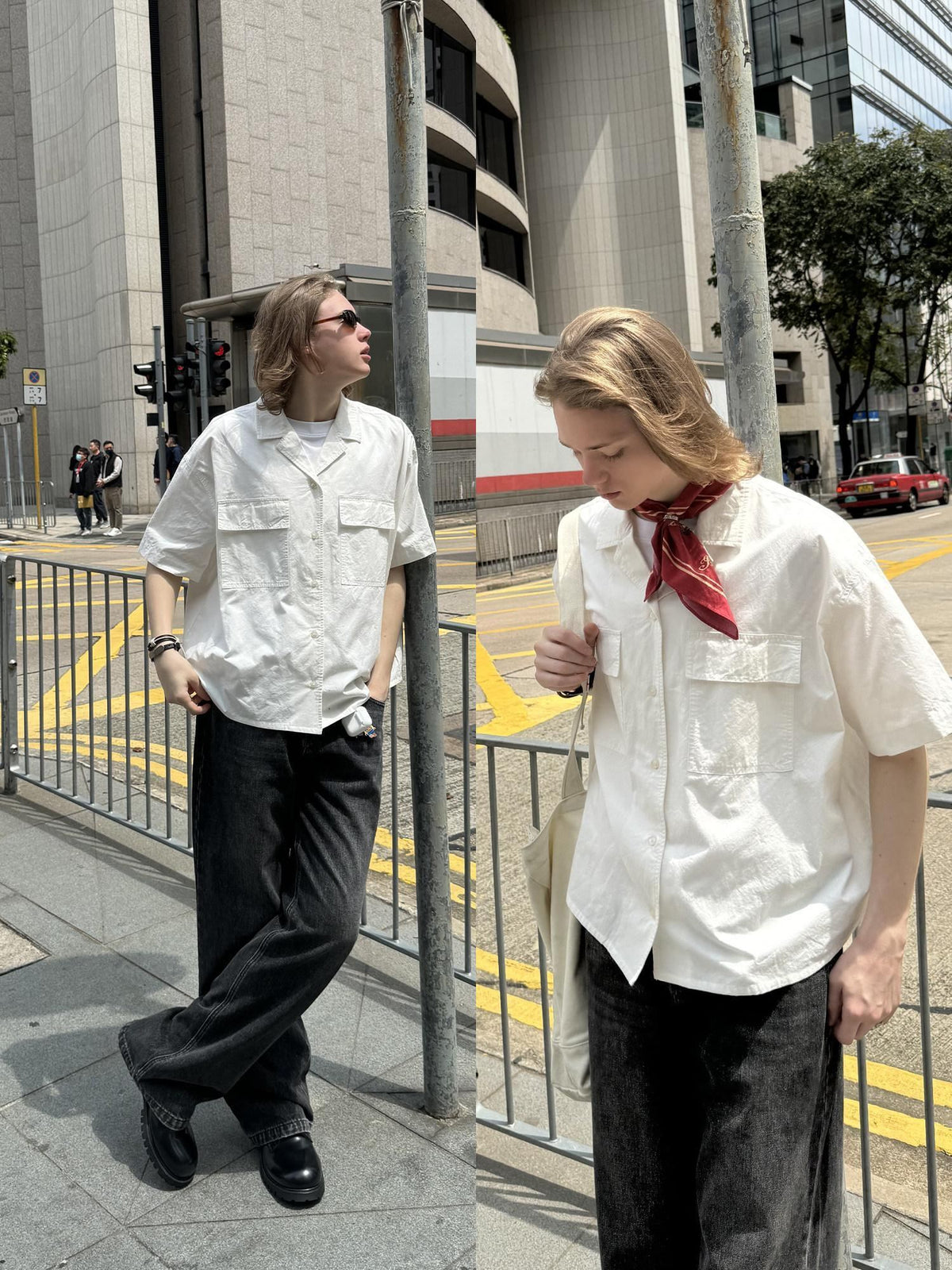 Country Moment Washed Cotton Linen Loose Pocket Cuban Collar Youth Casual American Solid Shirts