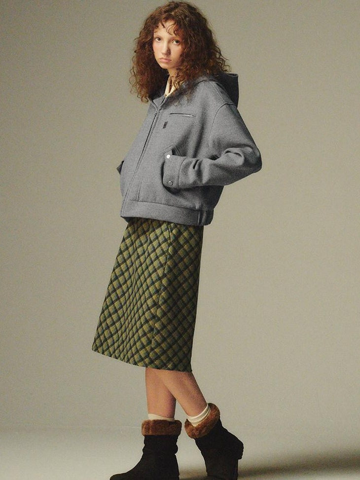 Country Moment Cozy Lightweight Hooded Loose Fit Short Grey Youthful Casual Kids Puffer Jackets