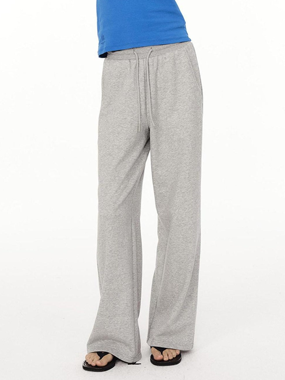 Country Moment High Waist Breathable Cotton Loose Straight Leg Casual Black Grey Straight Pants