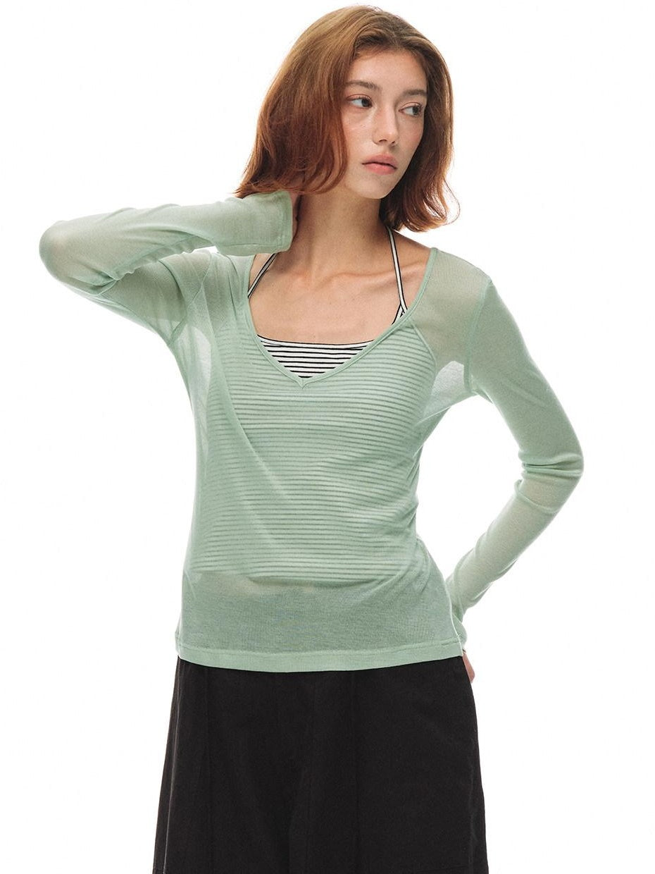 Country Moment Breathable Slim Striped V-neck Unisex Tencel Cotton Backless Camisoles