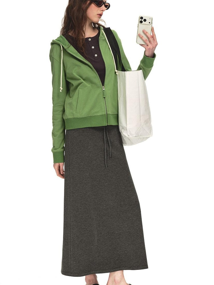 Country Moment Pure Cotton Slim Fit Cropped Zip Up Hooded Casual Youth Student Women Hoodie