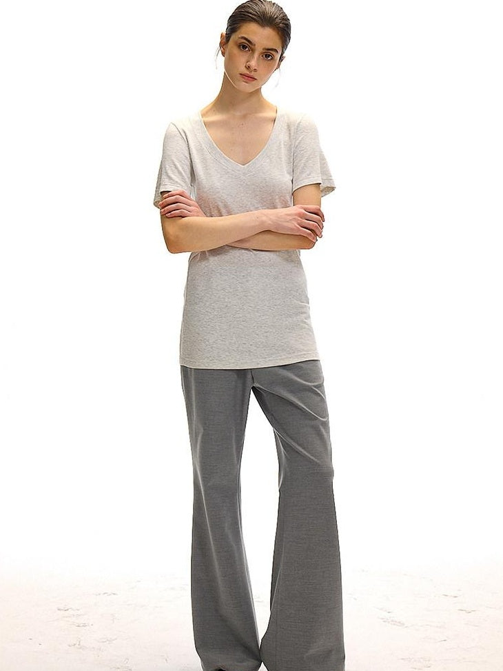 Country Moment Breathable Loose Street Sport Zip Fly Women Solid Gray Straight Pants