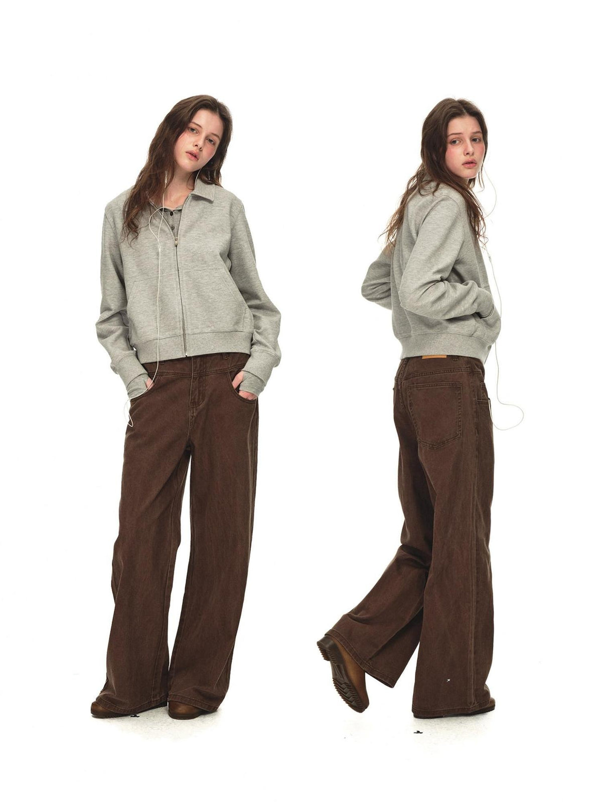 Country Moment Breathable Cotton Washed Patchwork Loose Cargo Mid Waist Casual Straight Pants