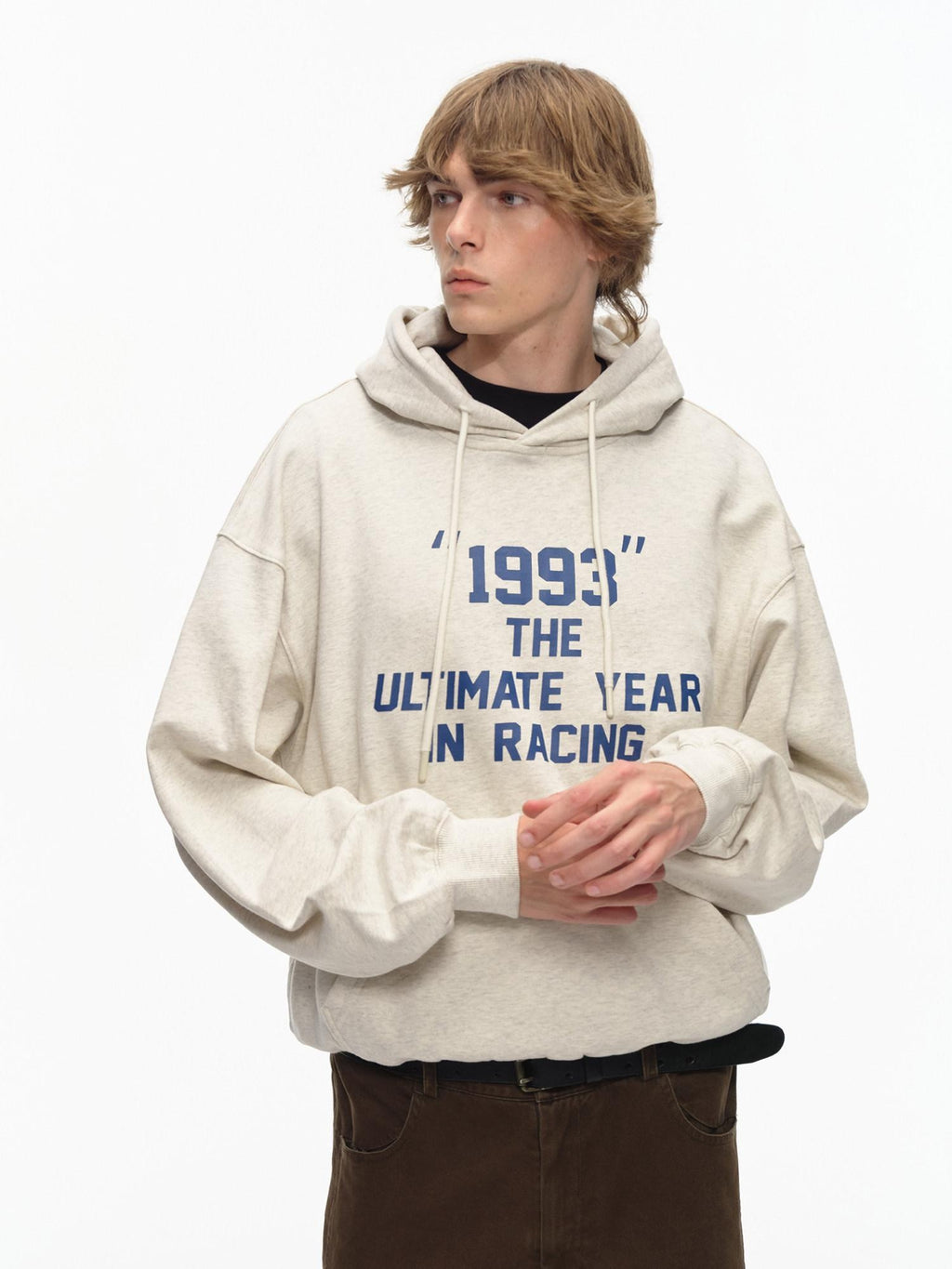 Country Moment Pure Cotton Loose Fit Hooded Letter Print Drop Shoulder Unisex Casual Hoodie