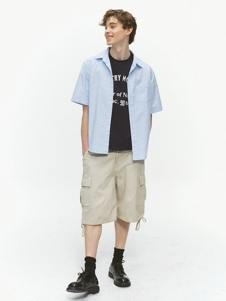 Country Moment Breathable Cotton Washed Cargo Loose Fit Casual Neutral Mid-Length Shorts