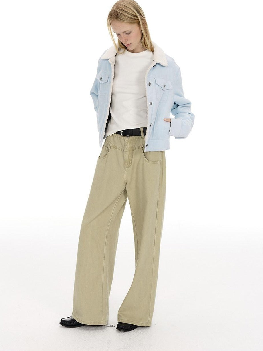 Country Moment Warm Fleece Lined Vintage Cropped Button Front Women Cotton Denim Jackets