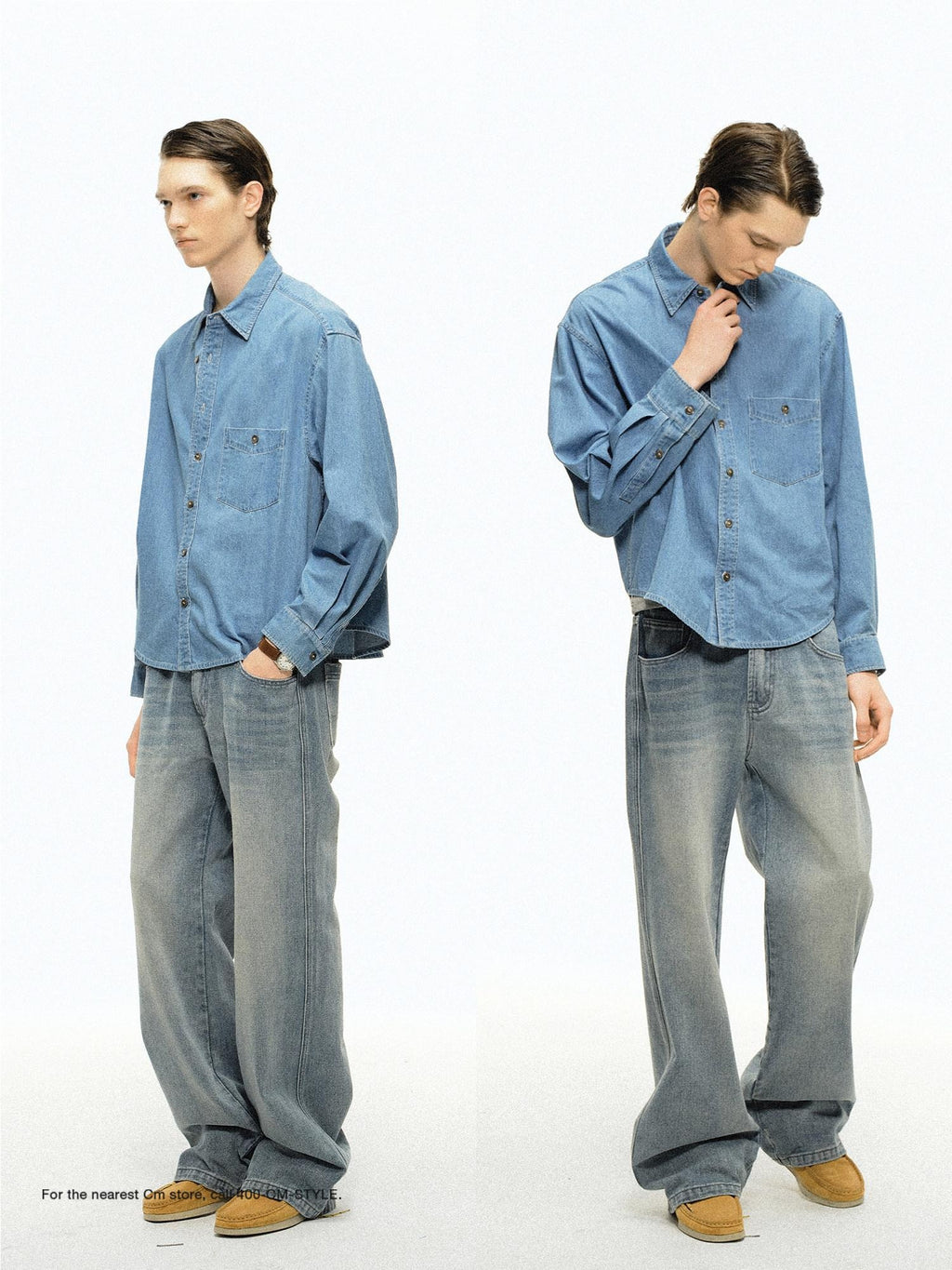 Country Moment Durable Washed Cropped Loose Fit Long Sleeve Button Collar Unisex Shirts