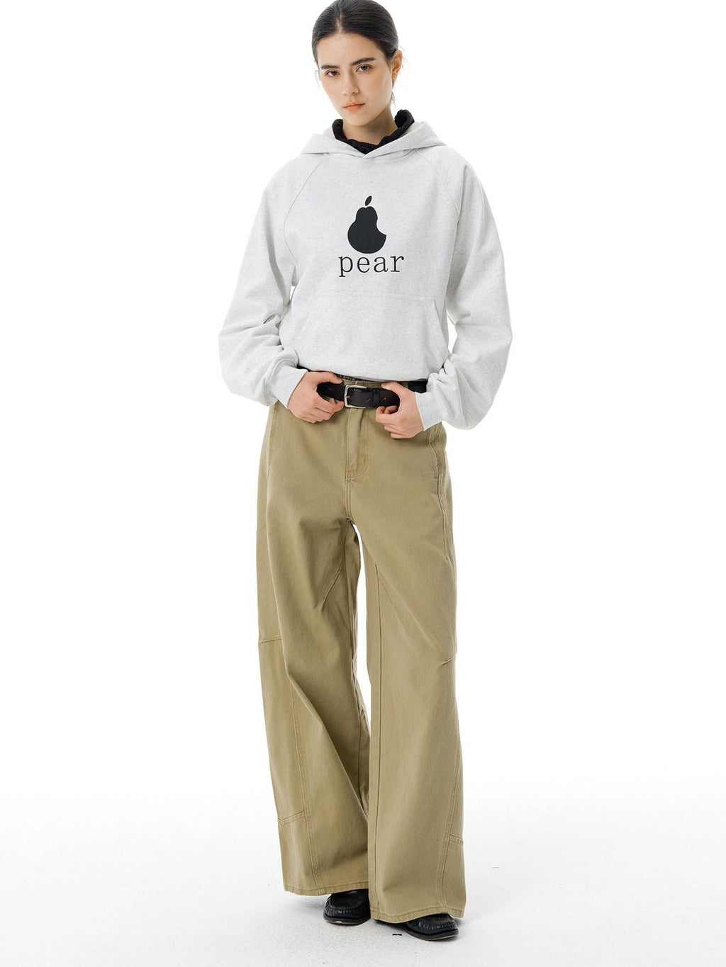Country Moment Breathable Cotton Mid Waist Patchwork 3D Tailored Casual Khaki Wide Leg Pants