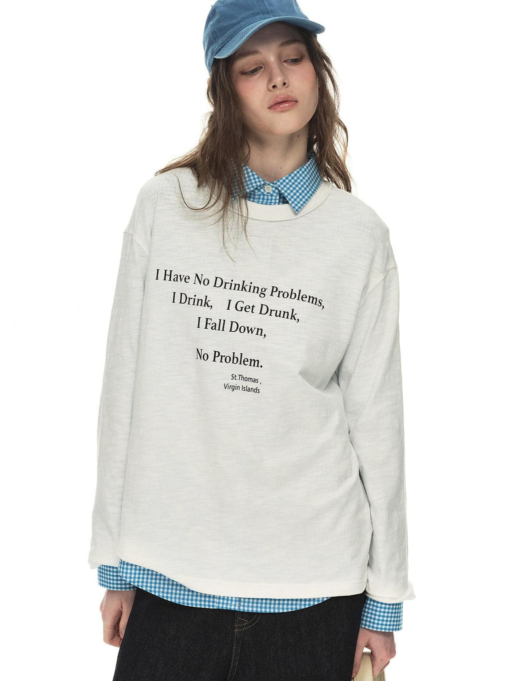 Country Moment Breathable Cotton Slub Loose Printed Women Graphic Citywalk Long Sleeve T-Shirts