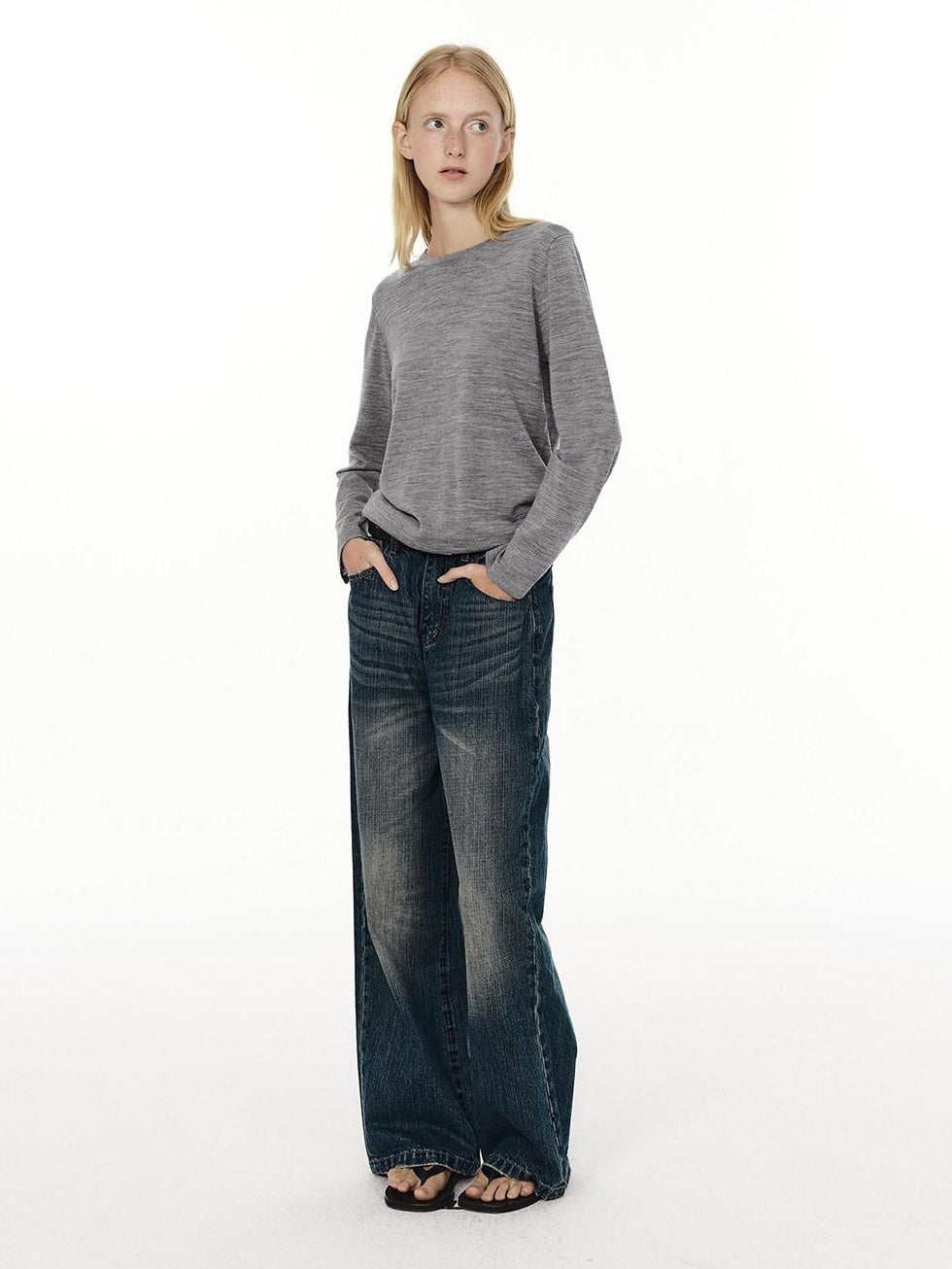 Country Moment 100% Wool Warm Breathable Crew Neck Standard Fit Casual Long Sleeve T-Shirts