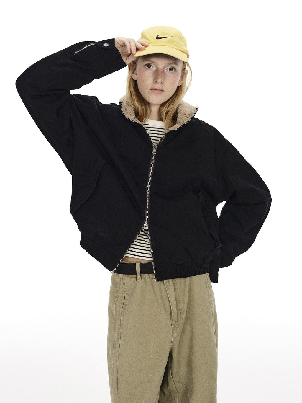 Country Moment Fleece Lined Stand Collar Unisex 100 Percent Cotton Black Cropped Jackets