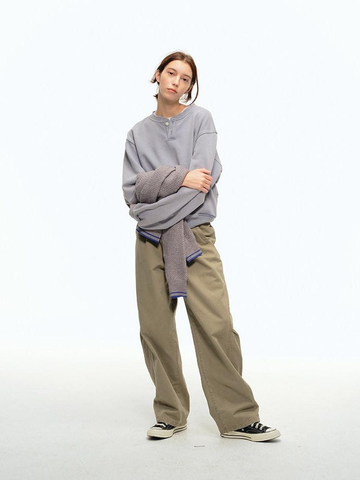 Country Moment Soft Cotton Mid Rise Loose Fit Zip Fly Unisex Everyday Casual Straight Pants