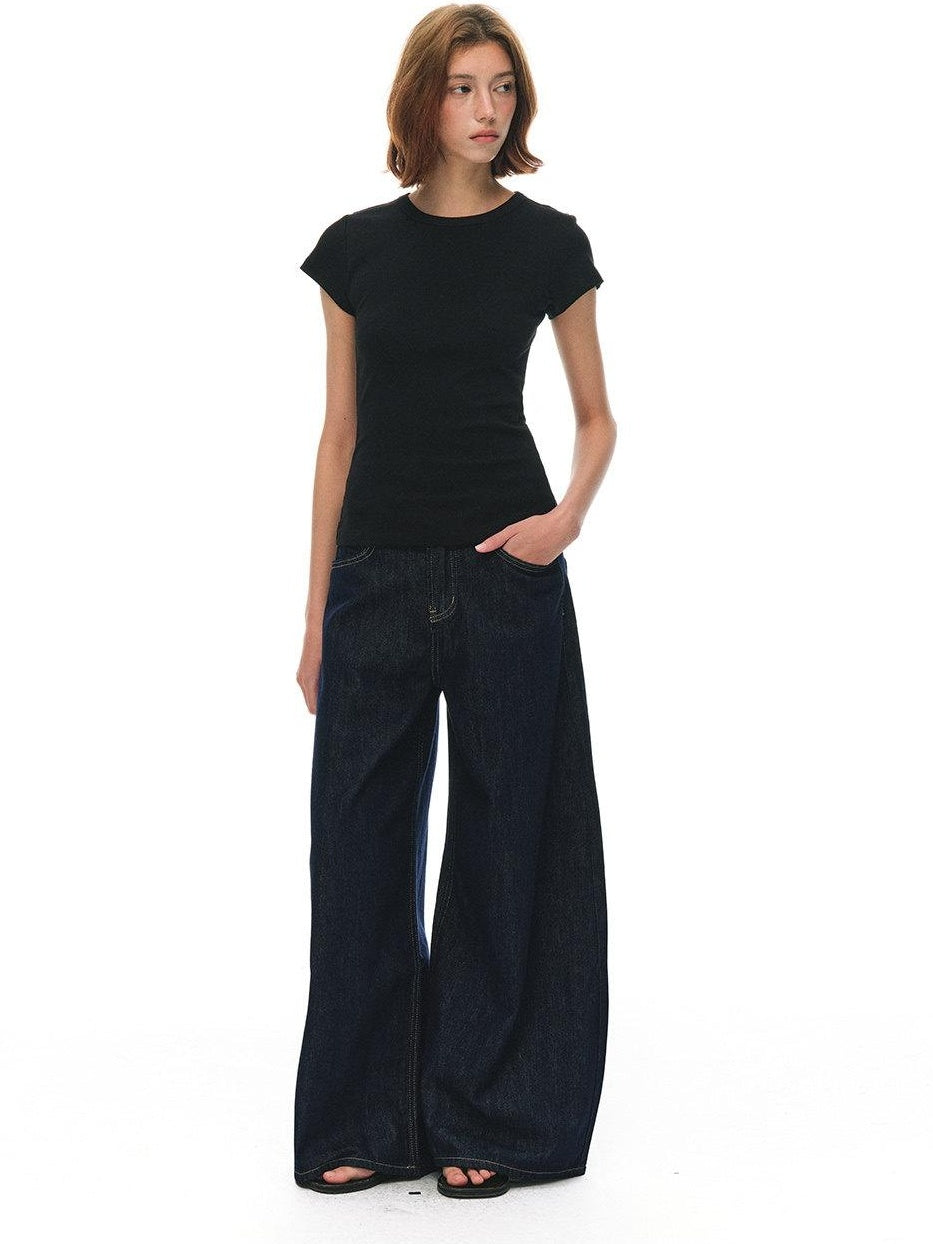 Country Moment High Waist Breathable Cotton Loose Youthful Denim No Stretch Wide Leg Jeans