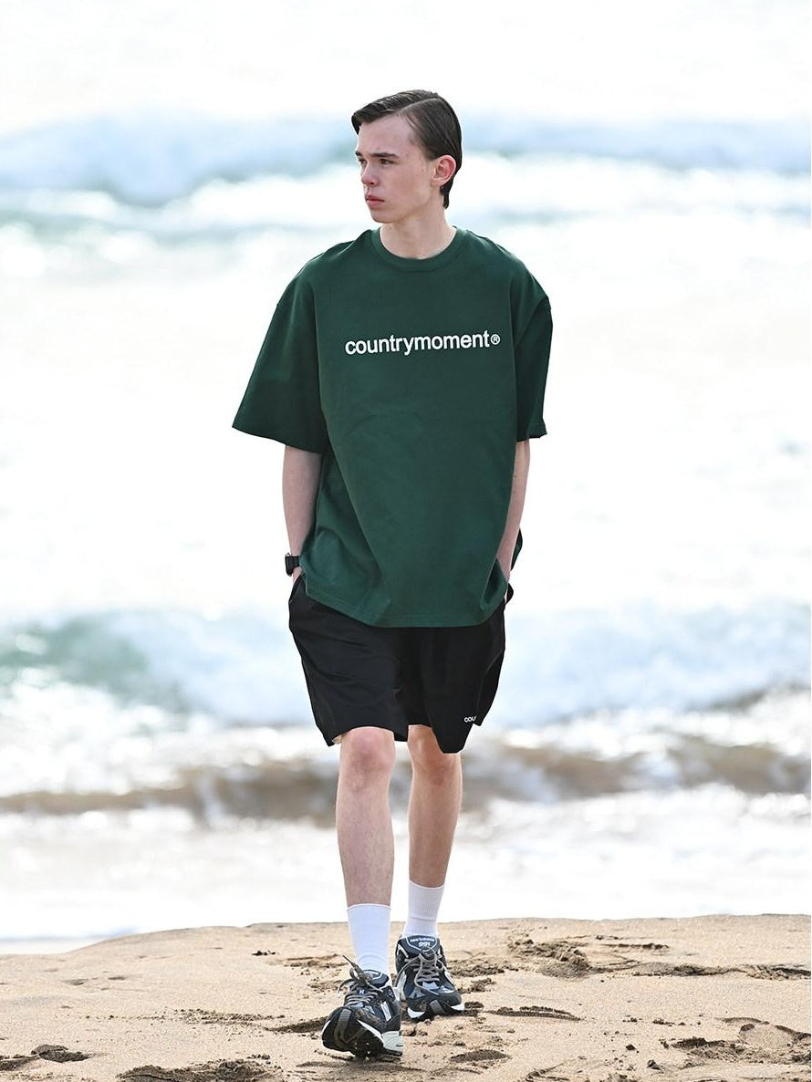 Country Moment Breathable 100% Cotton Relaxed Fit Logo Print Unisex Round Neck Short Sleeve T-Shirts