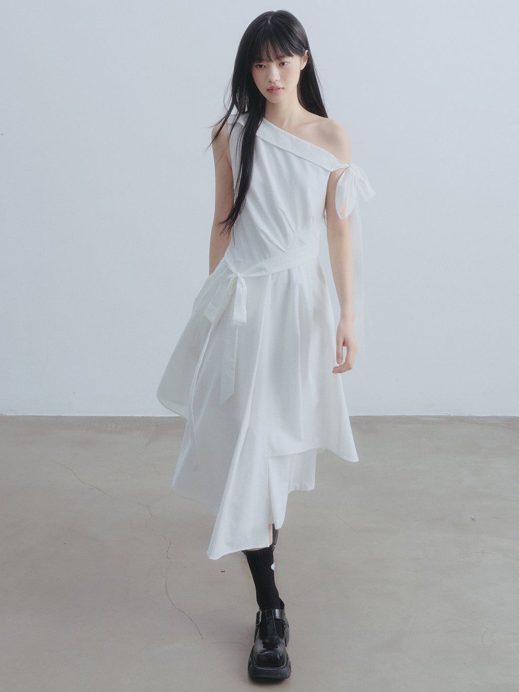 DDGIRL_studio_High_Waist_Asymmetric_One_Shoulder_Workwear_A_Line_Side_Zipper_Midi_Dresses_MISSTT