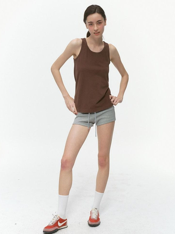 Country Moment Moisture Wicking Cotton Standard Fit Round Neck Casual Solid Color Tank Tops