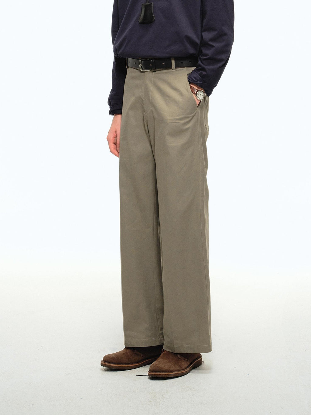 Country Moment 100 Percent Cotton Mid Rise Straight Zipper Fly Youth Casual Khaki Cargo Pants