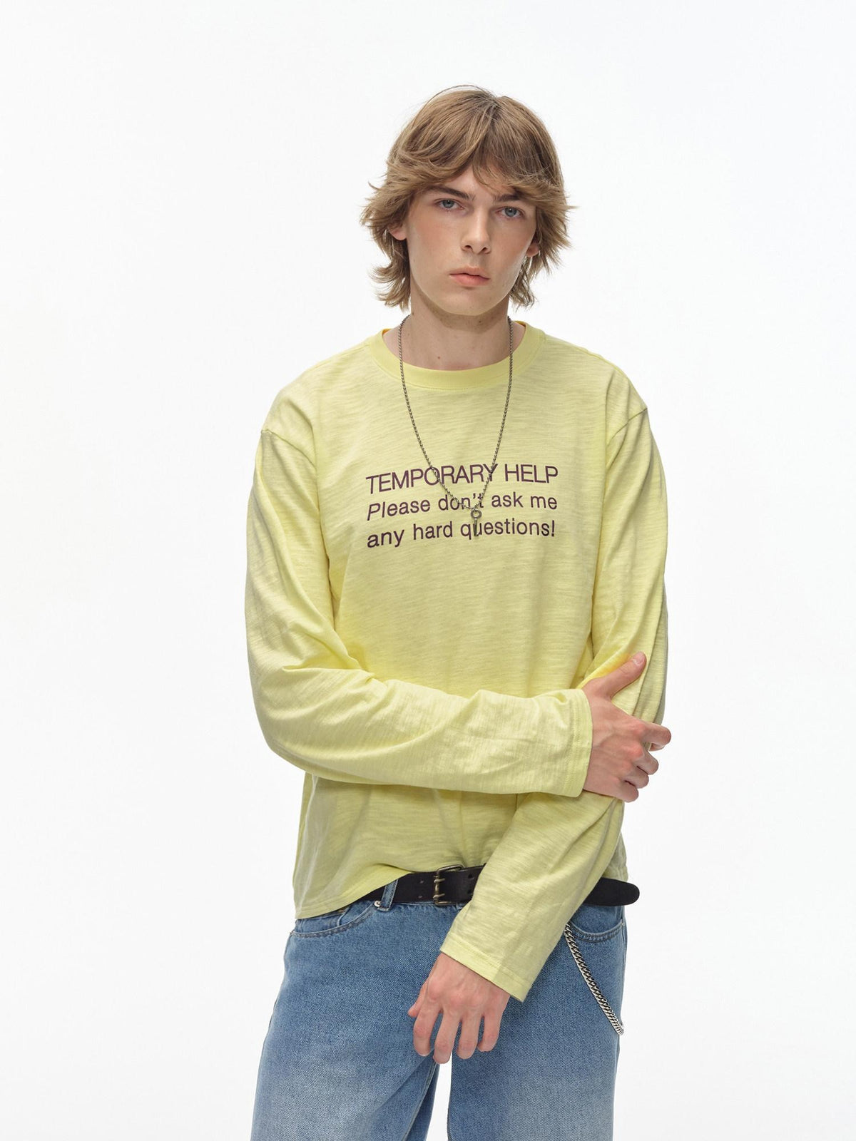Country Moment Breathable Cotton Loose Fit Round Neck Unisex Letter Print Long Sleeve T-Shirts