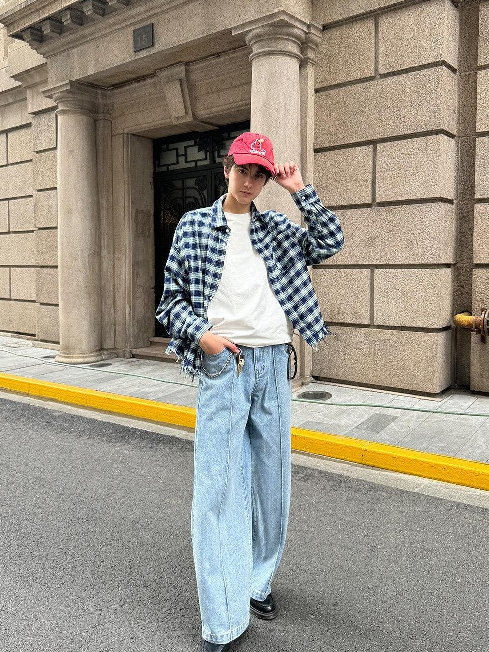 Country Moment Breathable Mid Rise Washed Relaxed Cotton Blend Denim Straight Leg Jeans