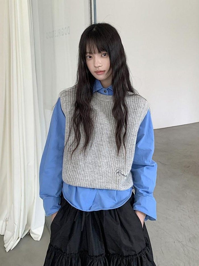 DDGIRL studio Moisture Wicking Pure Cotton Relaxed Polo Collar Button Women Blue Blouses