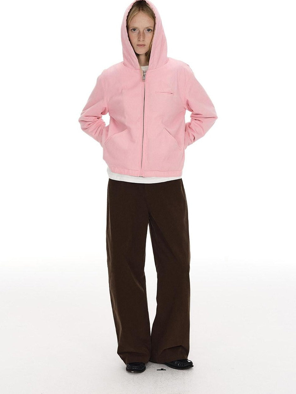 Country Moment Cozy Fleece Lined Oversized Zip Up Casual Unisex Pink Cotton Hoodie