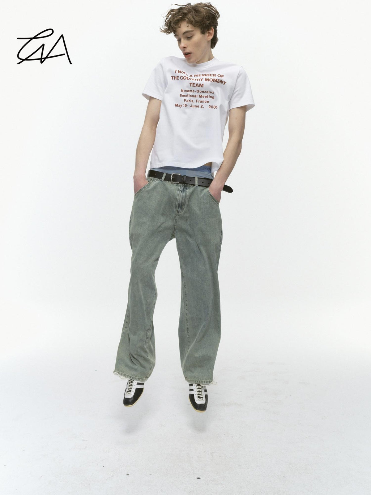 Country Moment Soft Cotton Stretch Loose Letter Print Unisex White Neck Short Sleeve T-Shirts