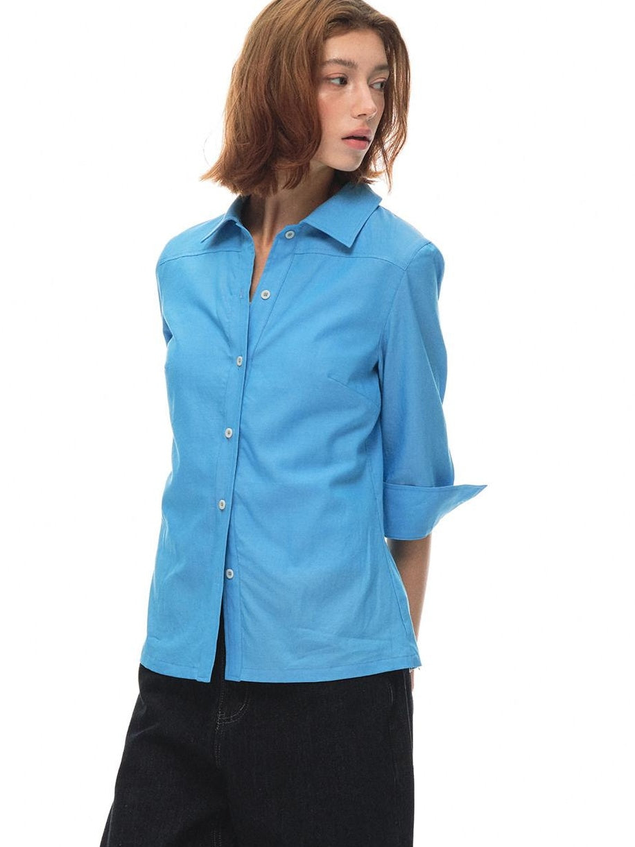 Country Moment Breathable Cotton Slim Fit Collared 3 4 Sleeve Pocket Women Citywalk Shirts