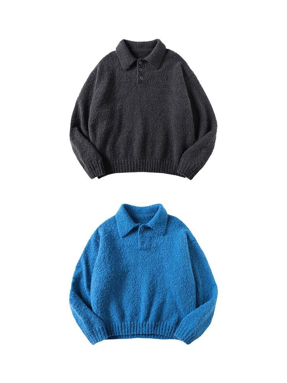 Country Moment Shape Retention Loose Fit Turn Down Collar Unisex Everyday Knit Sweaters