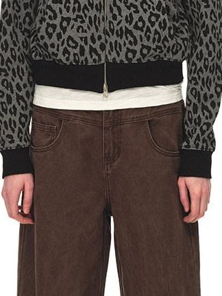 Country Moment Breathable Cotton Washed Patchwork Loose Cargo Mid Waist Casual Straight Pants
