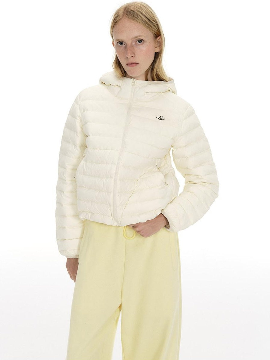 Country Moment 90 Percent White Duck Down Casual Short Hooded Zipper Women Down Jackets