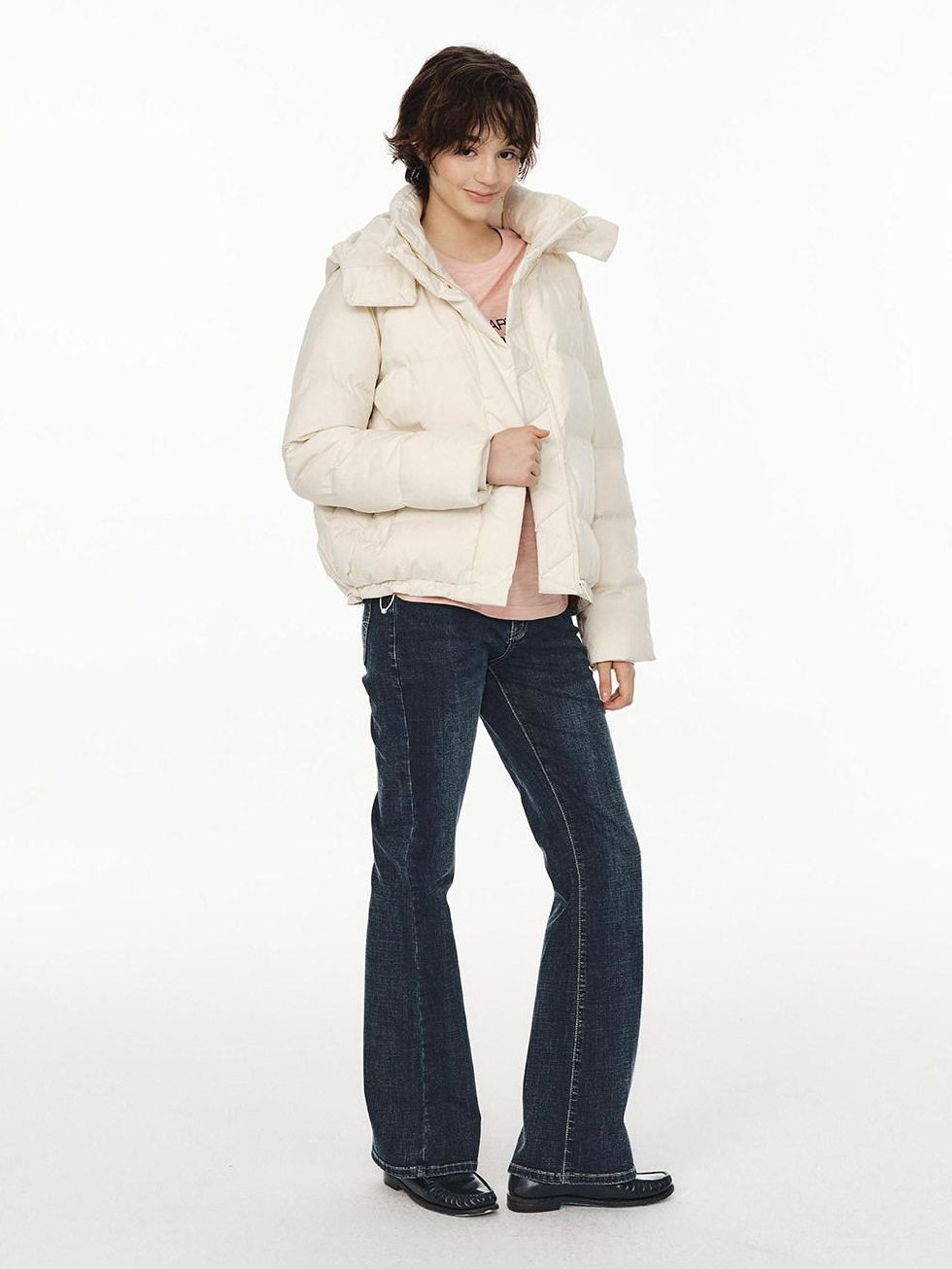 Country Moment Breathable Slimming Low Waist Slim Fit Button Fly Dark Blue Flared Jeans
